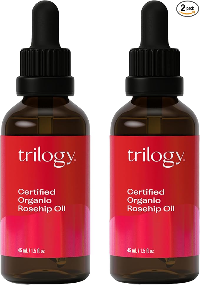 Trilogy Certified Organic Rosehip Oil Duo, Intensive Nourishment, Improves Appearance of Scars, Stretch Marks, Fine Lines, & Wrinkles, 1.5 fl oz Each