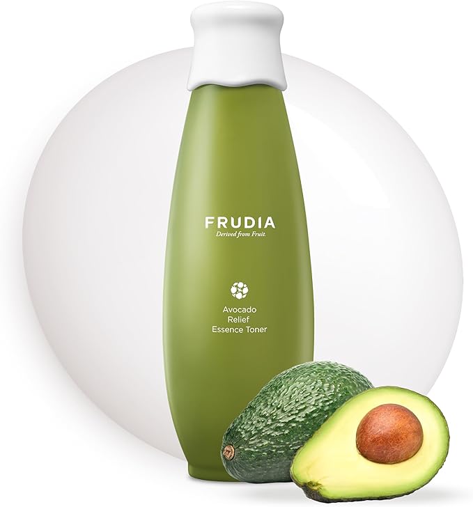 WELCOS FRUDIA Avocado Relief Essence Toner (6.59 oz) | Calming Korean Face Toner w/ 76% Avocado Extract, CICA & Madecassoside | Soothing Toner for for Sensitive Skin | Vegan and Cruelty Free