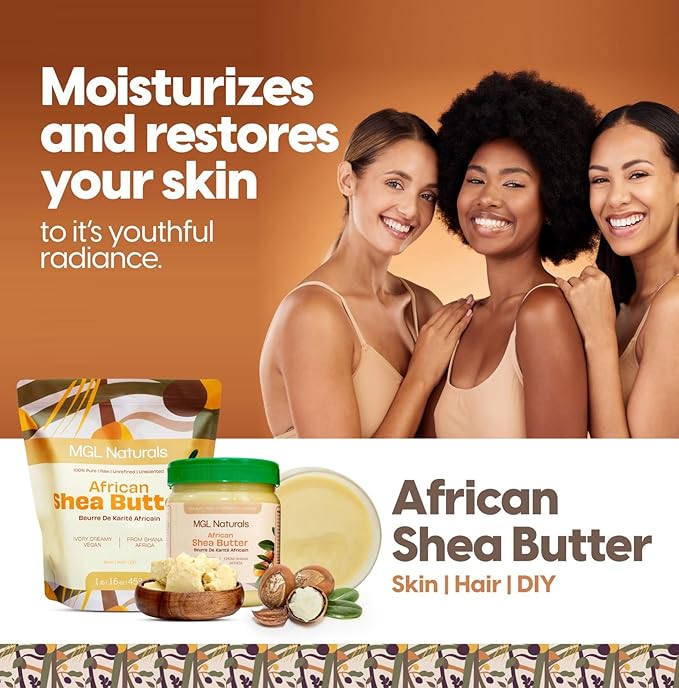 MGL Naturals Raw African Shea Butter Ivory 10 lb, 100% Pure and Unrefined. Nourish and moisturize skin and hair. Use alone or DIY recipes. From Ghana (10 lb)
