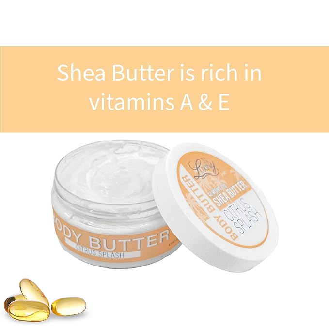 Luxiny Whipped Body Butter for Women & Men – Non-Greasy, Plant-Based Moisturizer with Shea Butter & Essential Oils – Hydrates, Softens & Nourishes Dry Skin (8 oz, Citrus Splash)