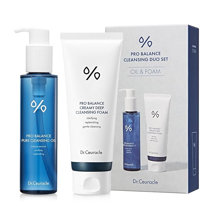 Dr.Ceuracle Pro Balance Double Cleansing Duo Set - pH Balanced Gentle Face Wash Cleanser for All Skin Types, Korean Skincare Gift Set (Cleansing Oil & Cleansing Foam)