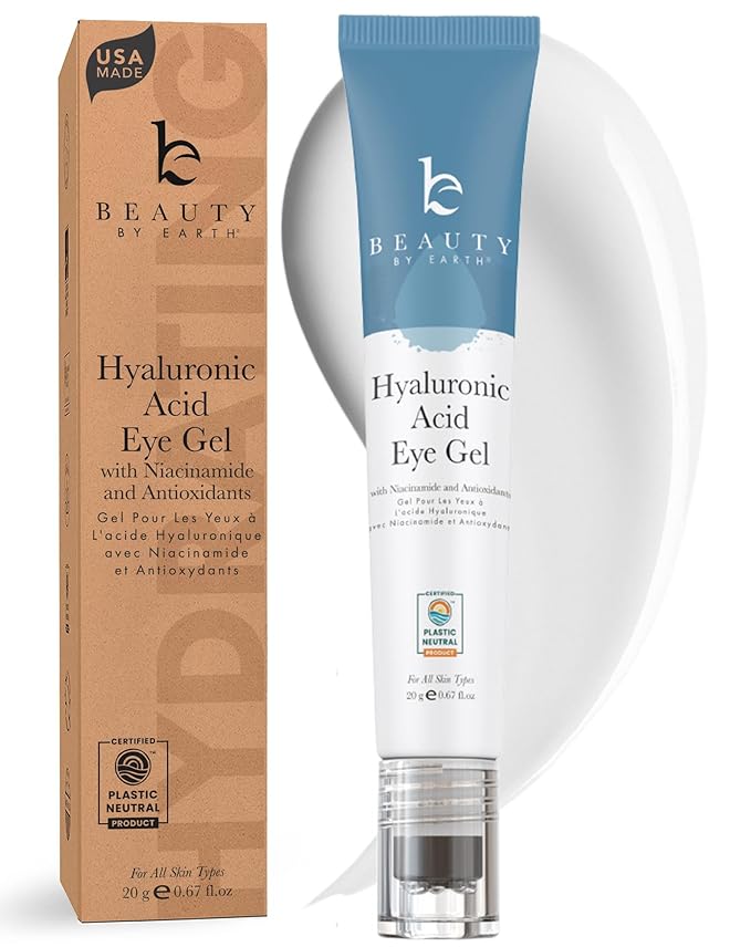 Beauty by Earth Under Eye Cream - Cooling Anti-Aging Hyaluronic Acid Eye Gel for Dark Circles, Puffiness & Wrinkles