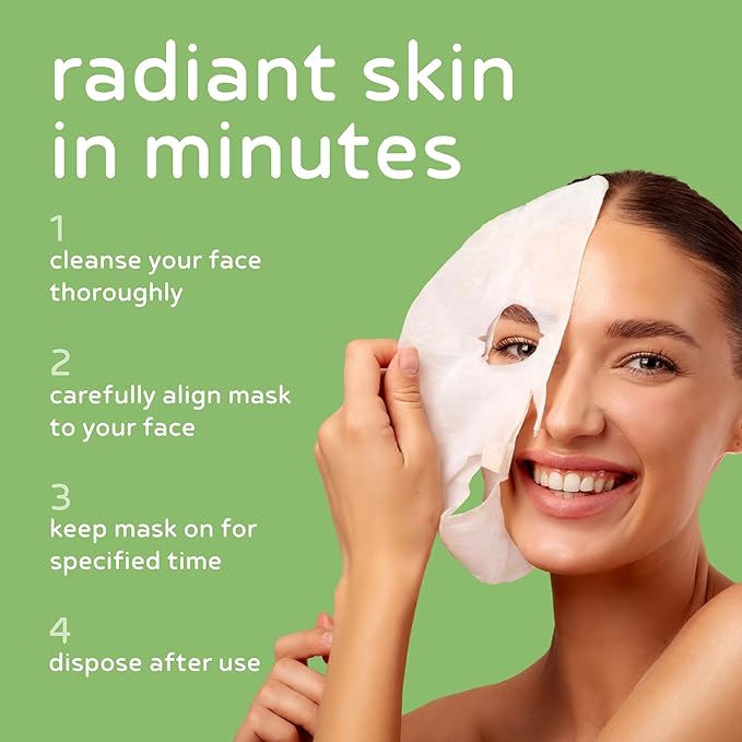 PB & JAY Purenature Facial Mask – Premium Quality Korean Sheet Mask for Dry Skin – Korean Collagen Essence Hydrating Facemask Sheet (Cucumber)