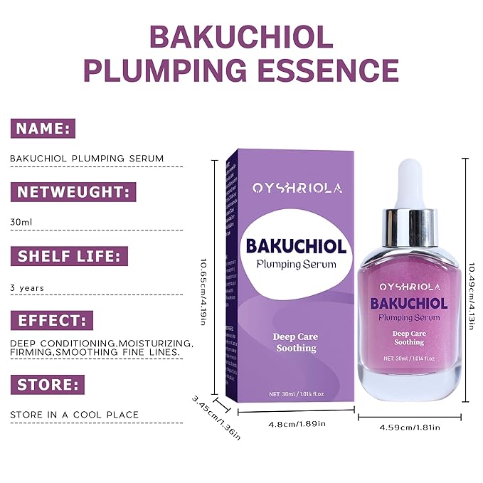 Bakuchiol Plumping Serum Plumping Skin and Pore Minimize Smooths Skin & Reduces Fine Lines Face Serum for Anti-Aging 1.014 fl.oz