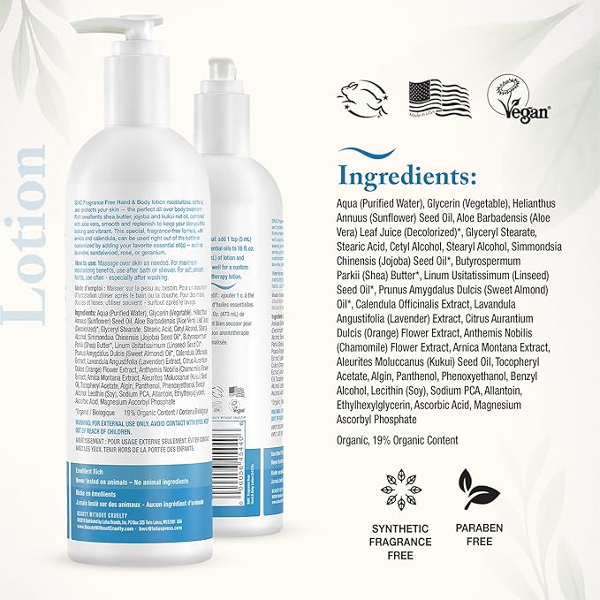 Beauty Without Cruelty Lotion, Fragrance-Free – Hand & Body Treatment with Vitamin C, Vitamin E, and Vitamin B5 (Panthenol), Vegan-Friendly & Cruelty-Free, 16 Oz