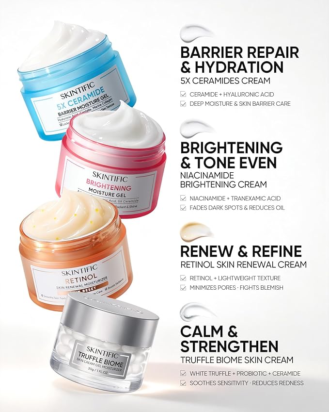 SKINTIFIC Face Moisturizer with 5X Ceramides, Hydrating Moisture Barrier Repair Cream for Sensitive/Oil Skin Types, Hyaluronic Acid & Centella, Daily Facial Moisturizer, Non-Comedogenic 100g/3.52 OZ