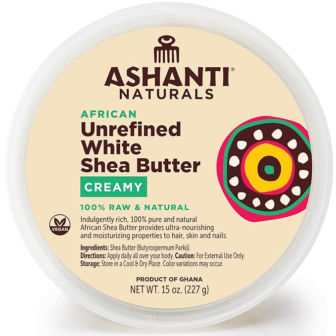 Ashanti Naturals White Raw Shea Butter | Unrefined African Shea Butter | Creamy Moisturizer for Easy Application - 15 oz