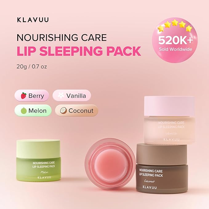 Klavuu Lip Mask Sleeping Pack (0.7oz) – Overnight Deep Hydrating Korean Lip Balm Treatment for Very Dry, Chapped Lips | Lip Lightening & Plumping with Instant Hydration | Gentle Exfoliating (Vanilla)