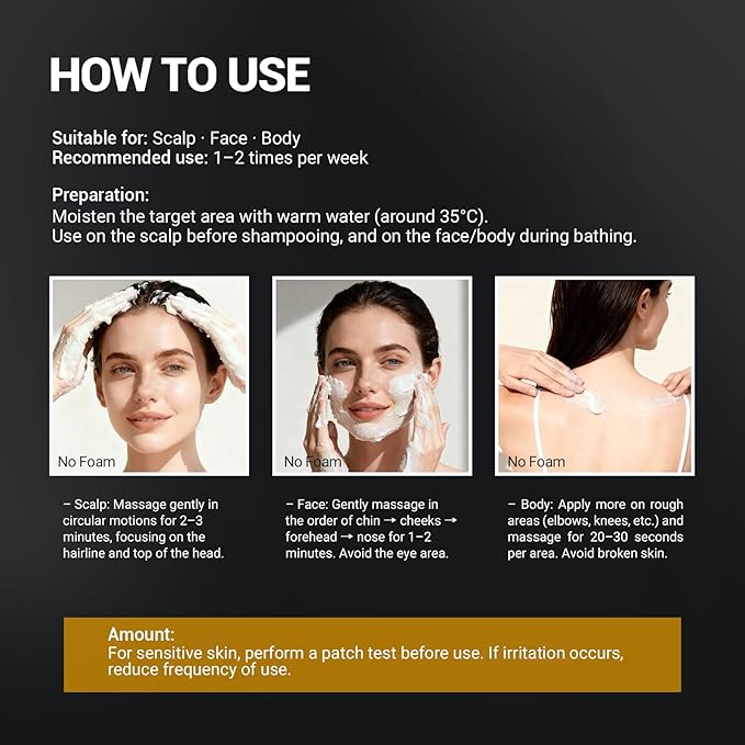 Face, Body & Scalp Scrub, 3-in-1 Gentle Microdermabrasion Exfoliating Scrub with Niacinamide & Vitamin C, Deep Cleansing, Oil Control, Dead Skin Removal, Pore-Refining for Smooth Radiant Skin, 12.3 oz