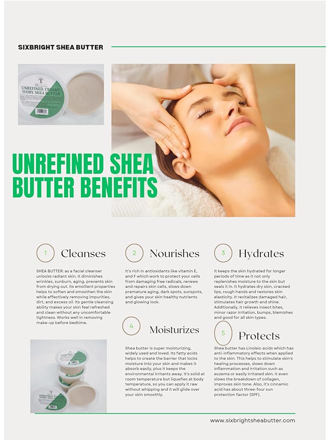 Unrefined Raw African Natural Shea Butter-8 oz, Ivory