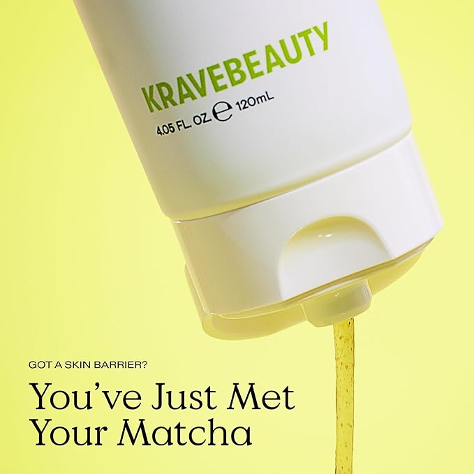 KraveBeauty Matcha Hemp Hydrating Cleanser for Sensitive Skin, 2 Pack, Gentle, Non-Stripping Face Wash with Matcha, Hemp Seed Oil & Glycerin, Fragrance Free, 2 x 120ml