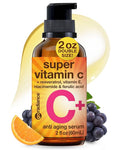 Double Size (2OZ) Super Vitamin C Serum for Face, Niacinamide Serum, 5% Vitamin C Face Serum, Hyaluronic Acid, Resveratrol, Anti-Aging Brightening