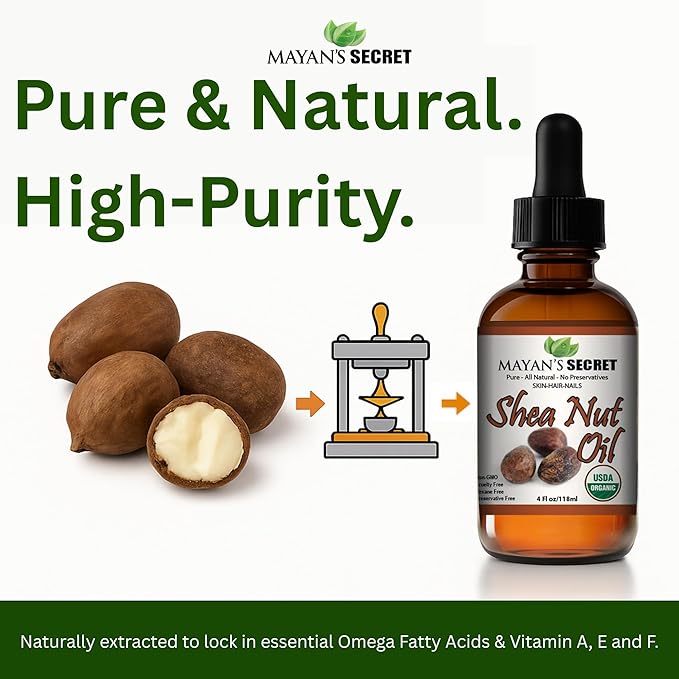 Pure Carrier and Essential Oils for Skin Care, Hair, Body Moisturizer for Face-Anti Aging Skin Care (Shea Nut Oil Organic, 4oz)