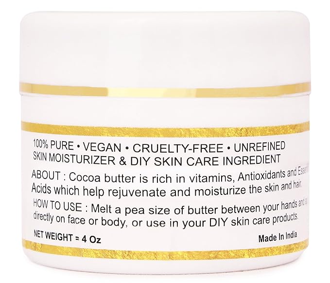 Organic Raw Cocoa Butter 100% Pure,Natural & Unrefined| Skin Moisturizer For Face, Body & Hair| 1 LBS/450 GM Ivory / White Grade A | DIY Creams, Balms, Lotions, Soaps| Softens Dry & Tough Skin