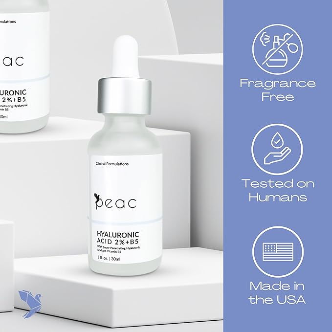 Hyaluronic Acid 2% + B5 Serum 60ml/2oz – USA Made - All Skin Types - Hyaluronic Acid Serum for Face – Hydrating, Plumping & Lightweight – Fragrance Free Skincare – Moisturizing Face Serum for Women