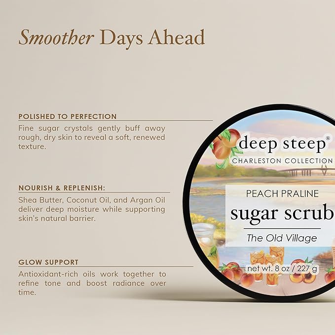 Deep Steep Sugar Scrub, Strawberry Plum (Rainbow Row), 8 oz – Exfoliating Body Scrub with Organic Coconut Oil, Shea Butter & Argan Oil – Vegan, Clean Beauty, Smooth, Soft & Nourished Skin