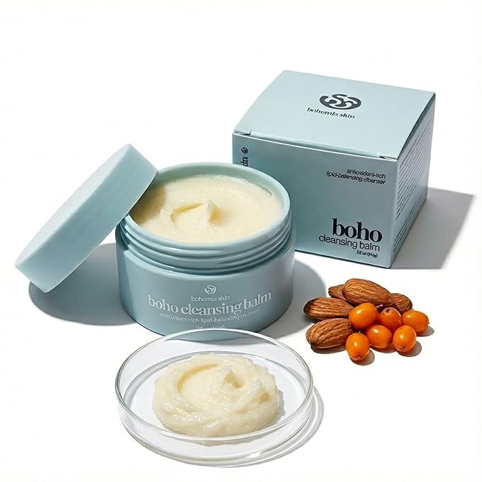 Bohemia Skin Boho Cleansing Balm – Manuka Honey & Sea Buckthorn – Hydrating Makeup Remover & Double Cleanse for Sensitive Skin – Melts Waterproof Mascara & SPF – Barrier Support Face Wash (2oz)