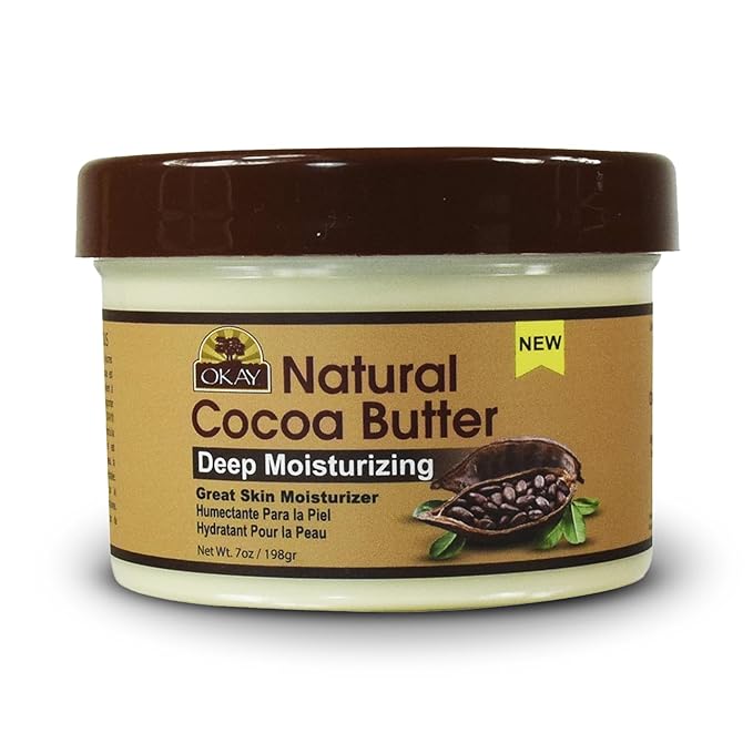 OKAY | Natural Cocoa Butter | For Skin & Hair | Moisturizes & Softens Skin | Conditions & Nourishes Hair | 100% Natural | 7 oz