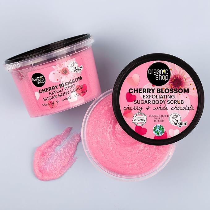 Organic Shop White Chocolate Hydration & Exfoliating Body Scrub, 100% Vegan & Organic, Daily Exfoliant, Detox & Moisturizer, Intensive Care & Skin Toning. 250ml.