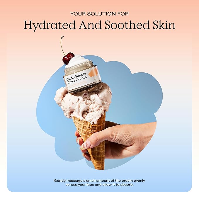 KraveBeauty Oat So Simple Water Cream Moisturizer, Calming, Lightweight Hydrating Gel Face Cream for Sensitive Skin with Oat Extract & Squalane, Fragrance Free, Refill Pouch, 200 mL