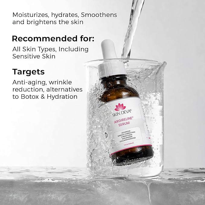 Skin Deva Argireline® Peptide Serum with Hyaluronic Acid – Acetyl Hexapeptide-8 Formula – Hydrating Anti-Aging Face Serum for Fine Lines & Smoother-Looking Skin (1 fl oz)