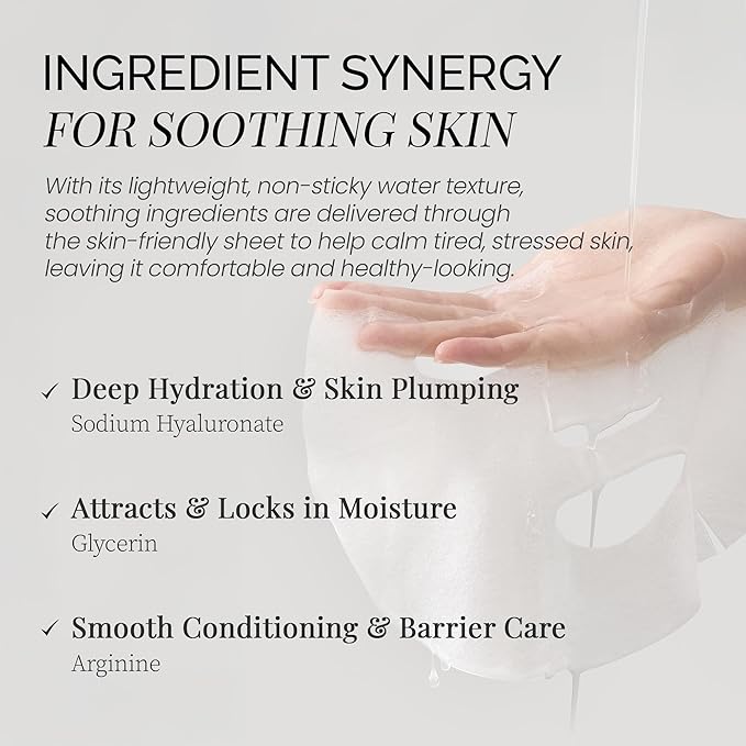 Soothing Essence Mask (1ea), Calming Hydrating Sheet Mask for Sensitive Skin, Korean Skincare Facial Mask for Smooth & Healthy Skin, Clean Beauty, Vegan