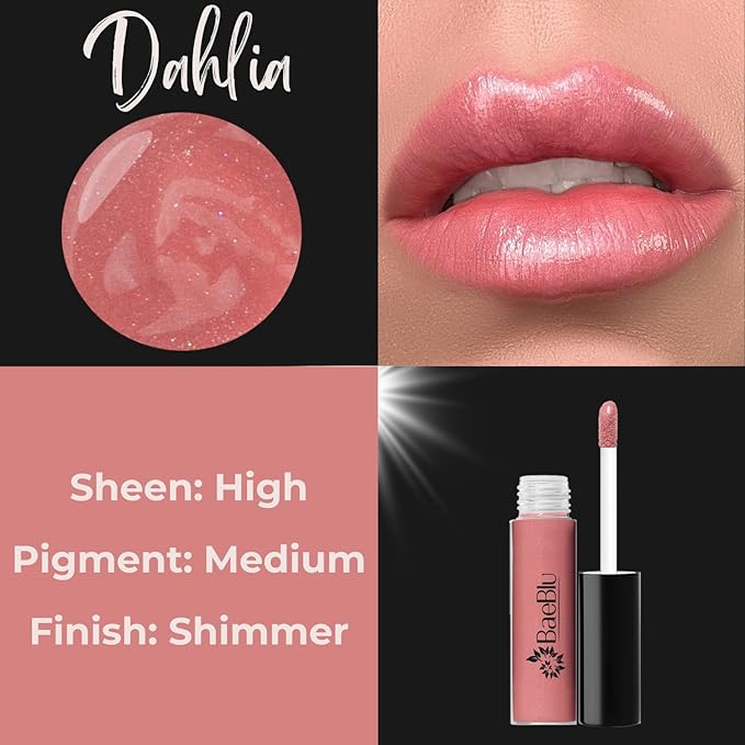 BaeBlu Organic Vegan Lip Gloss, 100% Natural Non-Toxic Moisturizing Ingredients, Dahlia