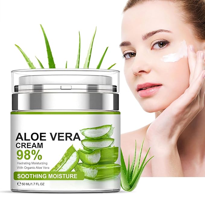 Grospe Aloe Vera Moisturizer Facial Cream,Facial Cream With 98% Organic Aloe Vera,Anti Wrinkle Face Moisturize Cream,For Dry Skin,Acne Scars,Soft,Moisturizing,And Delicate Skin