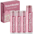 Tinted Lip Balm Pink - Bambalo 4-Pack Hydrating Moisturizing Care - Soft Rosy Tint - Natural Organic Formula - Everyday Wear, Smooth Color - Made in USA