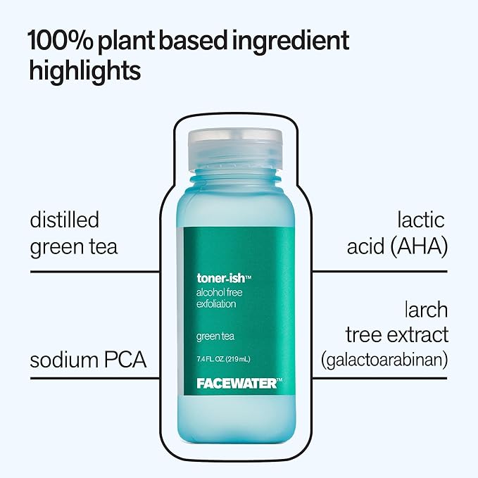 Facewater Toner-ish Exfoliation Green Tea Exfoliating Alcohol Free Toner