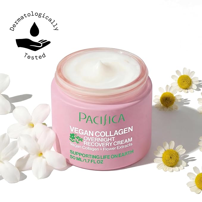 Pacifica Night Face Cream - Vegan Collagen Overnight Recovery Cream, Nighttime Face Cream for Anti-Aging & Wrinkles, Improves Dry Skin & Redness Vegan, Clean Beauty, Dermatologist Tested