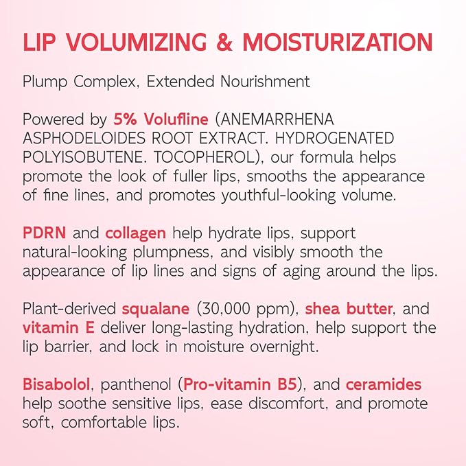 YouthVibe Lip Mask Overnight Moisturizing - Nourish & Hydrate, Antioxidants, 5% Volufiline, Vitamin E, Shea Butter, PDRN & Collagen Sleeping Lip Treatment for Dry, Chapped Lips