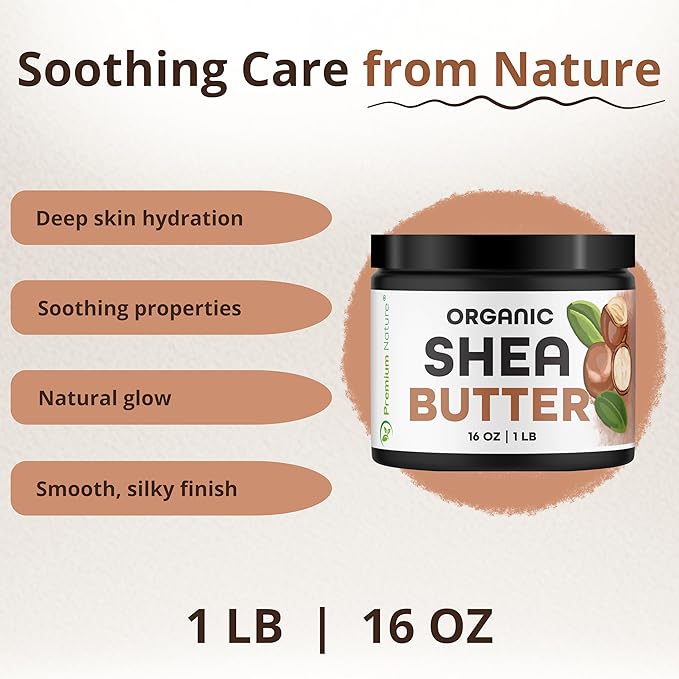 Pure Shea Butter Raw Organic for Skin Pure Virgin Unrefined Body Lotion Stretch Mark Skin Care Scar Cream Organic Shea Butter Raw Unrefined African Shae Manteca de Karite Organica Pura 1 LB, 16 oz