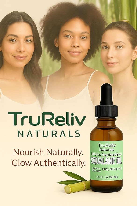 Squalane 100% Pure Plant Derived Face Oil 2 Fl Oz All Natural, Hydrates Nourish Moisturize Skin Face Body and Hair for All Skin Types