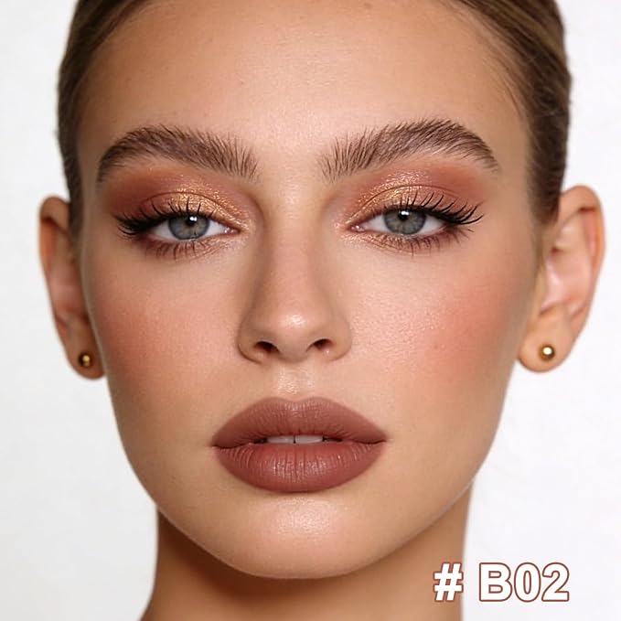 Matte Lipstick Lip Crayon, Warm Terracotta Long Lasting Lip Stick, Waterproof Velvet Lip Liner Pencil for Women, 24 Hour Neutral Lipstick, B02
