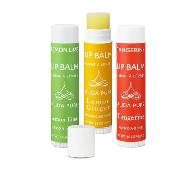 Citrus Lip Balm Collection, Vegan Set, Bees Wax Free, Coconut Oil Free, with Organic Jojoba and Avocado Oil, Vitamin E, Natural Moisturizer For Dry Cracked Lips, 3 Tube Set
