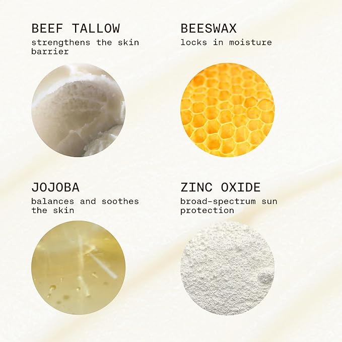 Jay Alvarrez Beef Tallow Sunscreen SPF 50 – Grass-Fed Tallow & Zinc Oxide Mineral Sunscreen, No White Cast, Water Resistant Face & Body Sunblock | 3 oz