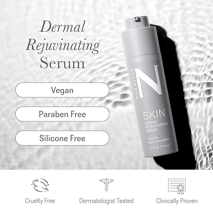 NULASTIN Dermal Rejuvenating Peptide Face Serum for Women with Elastin - Firming, Anti Aging, Barrier Repair, Plumping Hydrating Serum Sensitive & Mature Skin - Vegan, 1 Fl Oz