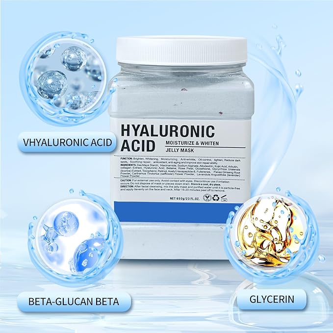 Jelly Mask for Facials Professional, Hydrating & Moisturizing Peel-Off Natural Gel Face Mask SkinCare, Professional Spa Use Jelly Face Masks, Deep Hydration & Glow 23 Fl Oz (Hyaluronic Acid)