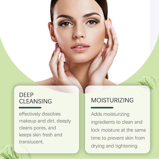 Plant-Based Cleansing Oil with Rosemary & Tea Tree Oil - Makeup Removing Face Wash Oil with Macadamia & Camellia Seed Oils for All Skin Types, 3.38FL.OZ