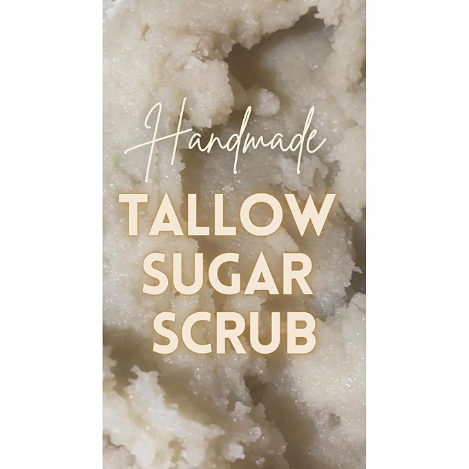 Tallow Citrus Sugar Scrub with Unrefined Organic Sugar & Grapefruit & Lemon Oils - Exfoliates - Tightens - Tones Skin - Revitalizes & Awakens Senses - Polishes & Softens