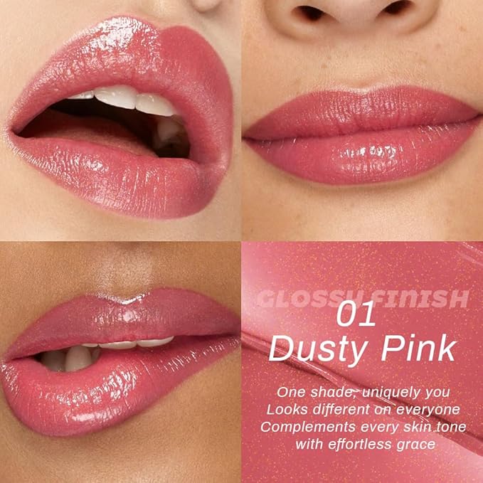 evpct Dusty Pink Honey Lipstick Tinted Lip Balm, Moisturizing Tinted Lip Oil Stick Lipstick for Older Women, Sheer Lightweight Hydrating Nourishing Shine Tinted Lip Color Gloss Tint Stain, Dusty Pink