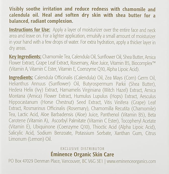 Eminence Organic Skincare Calm Skin Moisturizer for Sensitive Skin, Chamomile, 2 Fluid Ounce (2252/Em)