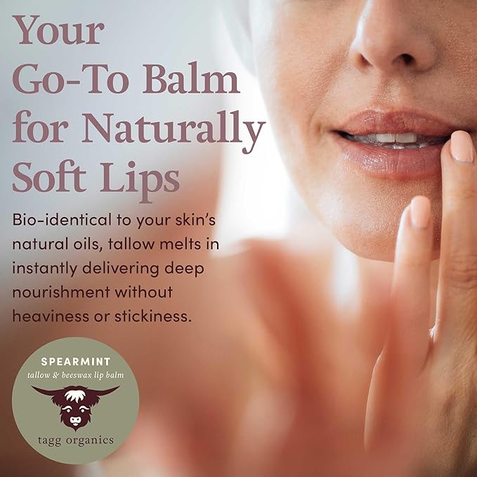 Birch Tallow Lip Balm – Certified Organic Grass-Fed Tallow, Deep Conditioning for Dry, Chapped Lips, Metal Tin Packaging, 0.5 oz