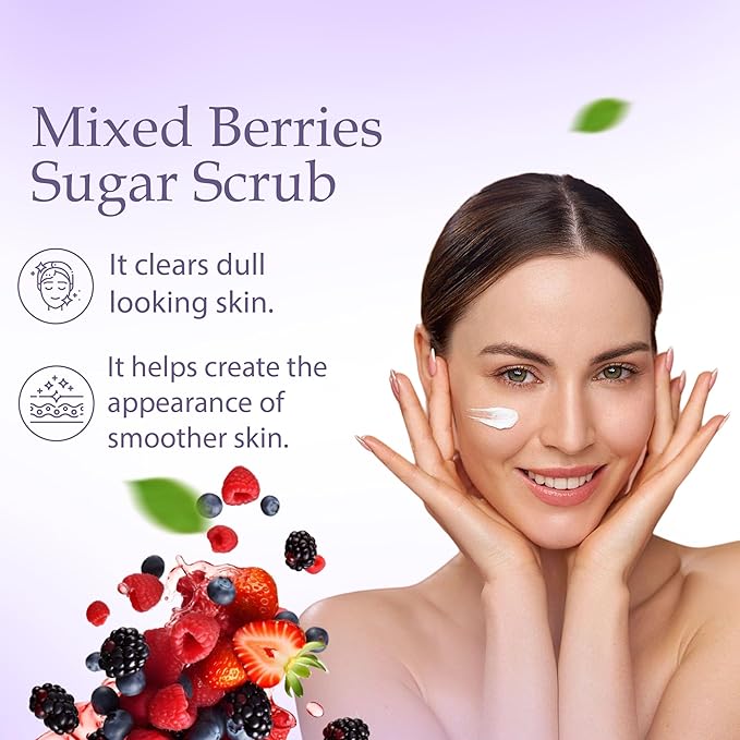 Sugar Scrub Exfoliating with Mix Berry and Other Natural Ingredients for Body Scrub and Foot Scrub - Soft Scrub for Nourishing Essential Skin Care, 20 oz (592 mL), Made in USA