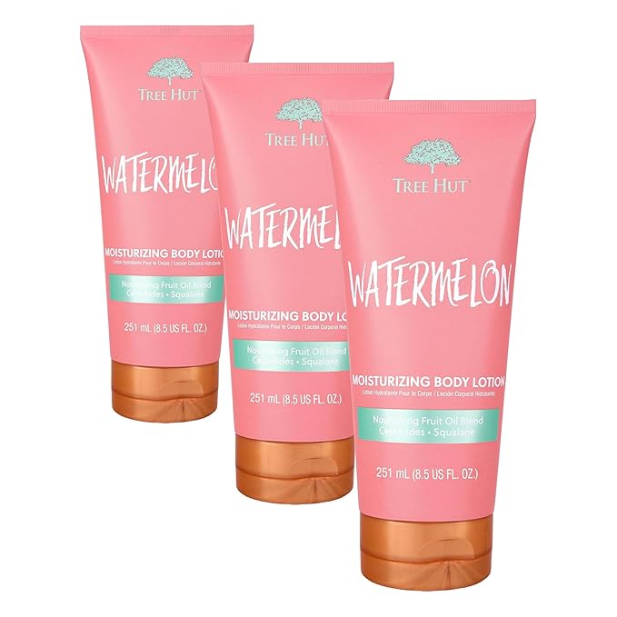 Tree Hut Watermelon Moisturizing Body Lotion | Ceramide and Squalene Formula Helps Protect Skin | Long-lasting Hydration Leaves Skin Feeling Soft & Moisturized | 8.5 fl oz. (Pack of 3)