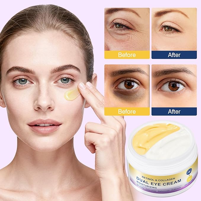 2in1 Dual Eye Cream with Retinol Caffeine + Yerba Mate for Puffy Eyes and Dark Circles, Hydrating Under Eye Cream for Anti-Wrinkle,Softens& Nourish Skin