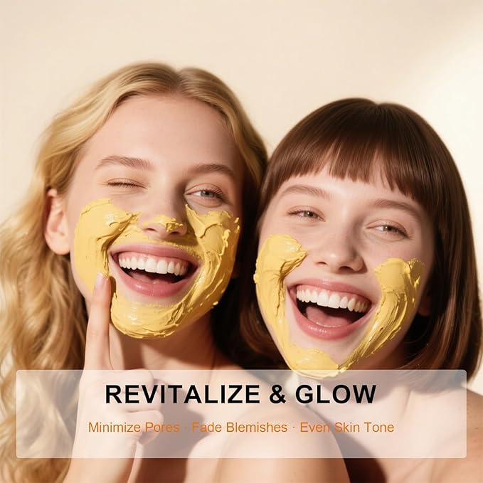 TJE Turmeric Face Mask with Vitamin C, Turmeric Vitamin C Clay Mask for Dark Spots, Dull Skin, Cleansing Pores & Blackheads, Moisturizing & Improve Uneven Skin Tone