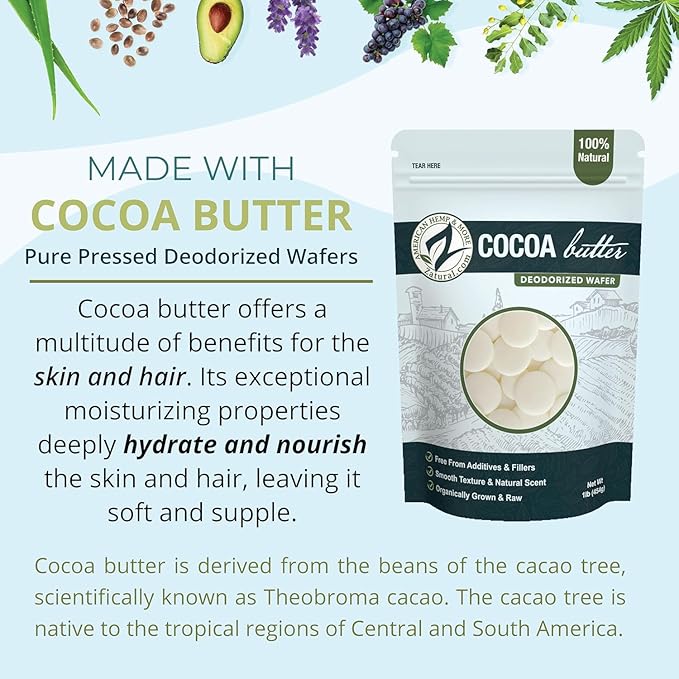 Zatural Raw Cocoa Butter Wafers Deodorized – 100% Pure Food-Grade Prime-Pressed Cocoa Butter, Neutral Scent, for DIY Lotion Lip Balm Soap Chocolate & Candles (8 Ounce)