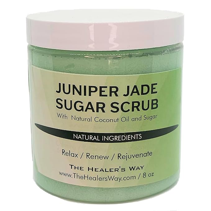 Juniper Jade Sugar Scrub, Moisturizing and Exfoliating, Natural Ingredients of Coconut Oil, Sugar Intoxicating Scent (8oz, Juniper Jade Sugar Scrub)